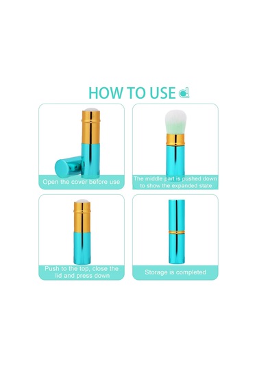 Geri Çekilebilir Fondöten Fırçası, 2'li Paket Seyahat Allık Fırçası Kabuki Fırçası, Allık, Bronzlaştırıcı, Parlatıcı Ve Aydınlatıcı İçin Kapaklı Taşınabilir Pudra Fondöten Fırçası Flawless Pudra Kozmetikler Mavi Ve Pembe