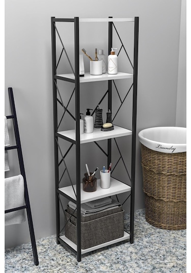 Morpanya Felixce Banyo Düzenleyici Banyo Dolabı Çok Amaçlı Dolap 5 Katlı Metal Mutfak Düzenleyici Beyaz