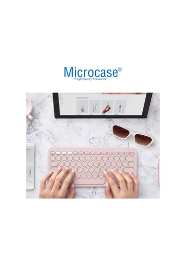 Microcase Yuvarlak Tuşlu Bluetooth Kablosuz Klavye - AL3048 Pembe