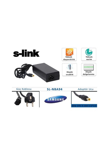 Samsung Np300E5A Uyumlu Adaptör19V 3.16A 5.5 x 3.0 Sl-Nba94