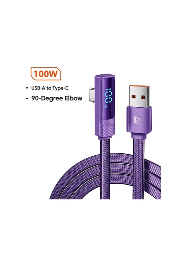 Toocki Pd100w Usb C Tipi Kablo Samsung Uyumlu Xiaomi 6a İçin Led Hızlı Şarj Tipi C A-c Purple 2m Diğer