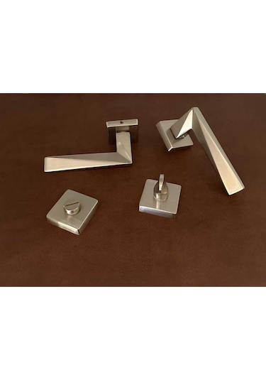 Vista Saten Kare Rozetli Wc Banyo Kapı Kolu 1 Takım