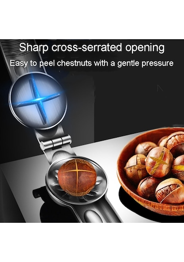 Sones Kacheeg 304 Paslanmaz Çelik Kestane Açacağı Çapraz Açılır Kestane Kabuğu Soyucu 2 Çelik Parmaklı, Stil: Yaylı Model Diğer