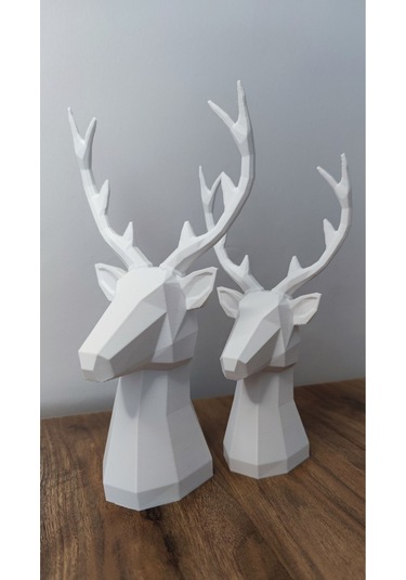 2 Li Set Geyik Figürlü Modern Dekoratif Hediyelik Biblo Beyaz 22cm/19cm Gizzstore Home