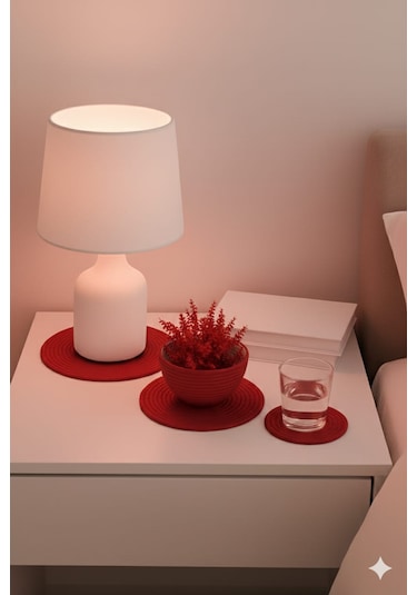 Sehpa Oatusu Jut Ip Kordon Ip Tasarım Komıdın Orrtulerı Kırmızı