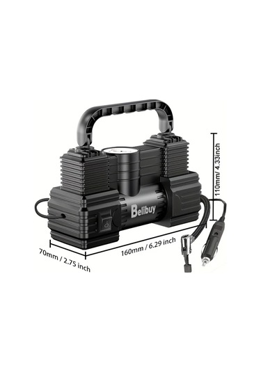 Xuweiwei Siyah 12v Dc Taşınabilir Otomatik Lastik Şişirme Pompası Dijital Basınç Göstergeli Araba Bisiklet Balon