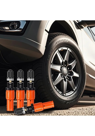 Elmpaly 10-30 Psı Otomatik Lastik Hava Boşaltma Valf Seti 4'lı Turuncu - Arazi 4x4, Kamyon, Suv, Motosiklet İçin