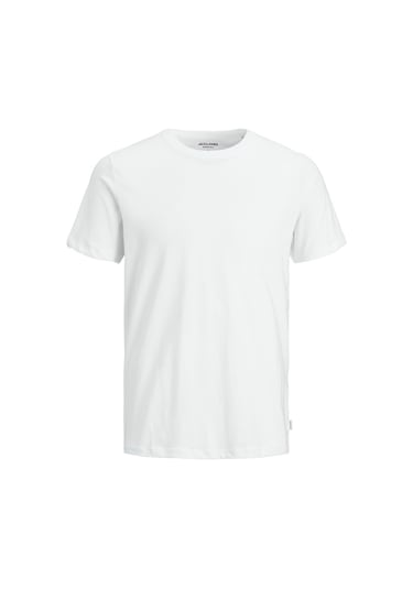 Jack & Jones Bisiklet Yaka Basic Tisört-Organic 12156101 Beyaz