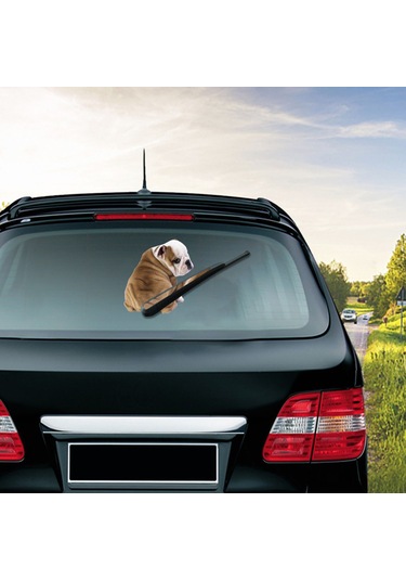 Jeemson Araba Arka Cam Köpek Sticker, Kabin Dekorasyon, Yağmur Sileci Sticker, Normal Yapıştırıcı Malzeme, 26x5cm Paket