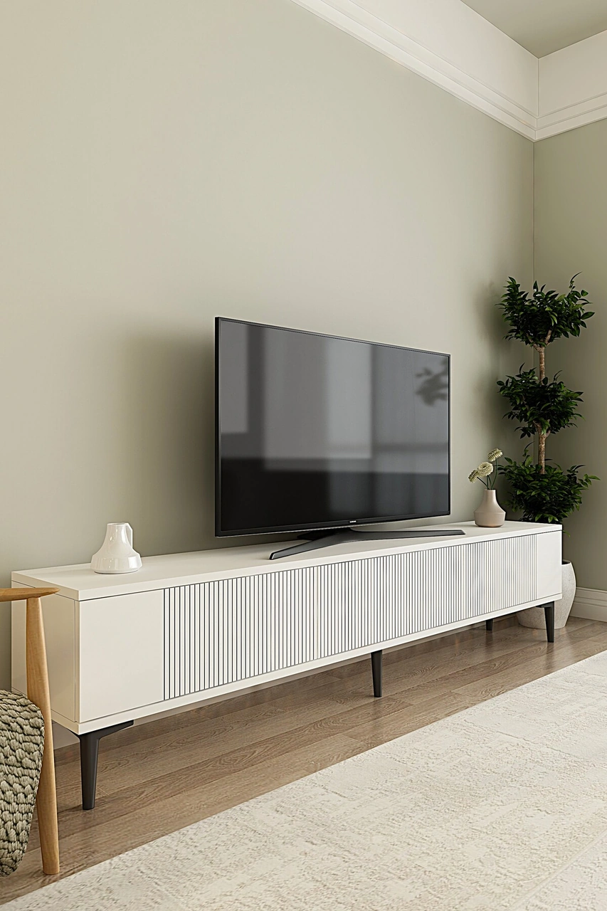 Tsa1803b - Corsa180 Tv Stand, Tv Sehpası Beyaz 180cm Beyaz