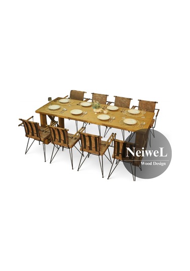 Neiwel Leis Doğal Ahşap Yemek Masası-80-180 Açık Ceviz