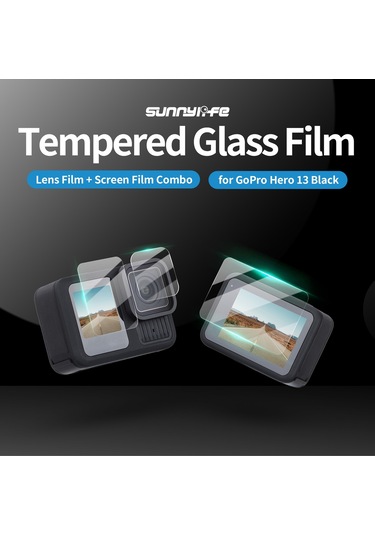 Gopro Hero13 Siyah Sunnylife 3'ü 1 Arada Lens Koruyucu Ön Ve Arka Ekran Temperli Cam Filmleri İçin, Miktar: 2 2 2 Takım Diğer