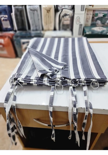 Devrim Olivya Tekstil Halkalı Yeşil-beyaz Özel Dikim Lüks Branda Balkon Perdesi En X Yükseklik Ölçü Seçenekleriyle Gri Beyaz