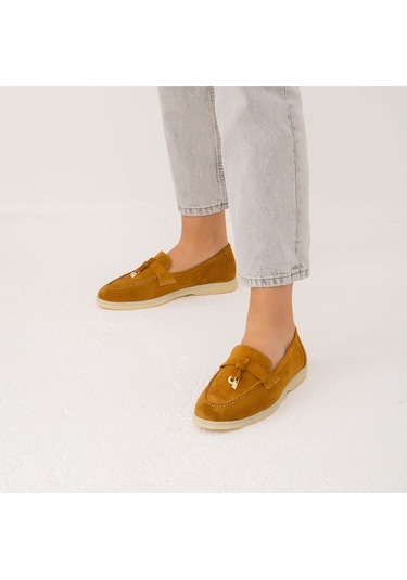 Tamer Tanca Kadın Hakiki Deri Hardal Loafer Ayakkabı 902 2015 Bn Ayk Y22 Hardal