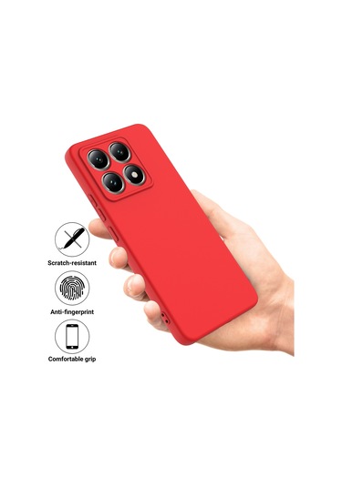 Xiaomi 14t İçin Düz Renk Sıvı Silikon Damlamaz Tam Kapsama Telefon Kılıfı Kırmızı