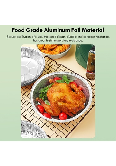Fosenze Fırın Ve Air Fryer İçin Alüminyum Folyo Tepsiler - Yağ Giderici, Yıkama Gerektirmeyen, Isı Dayanıklı 8 İnç Derin Tepsi 20 Adet