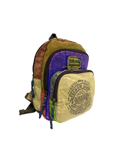 Kaliteli Vintage Disayn Sırt Gezi Çantası New Patchwork 5017 Mor - Sarı