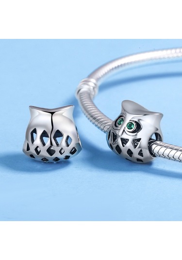 Baykuş S925 Değerli Taşlar Ve İçi Boş Boncuklarla Kakma Gümüş Boncuklar Çok Renkli