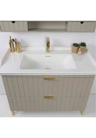 Kobos Noble 100 Cm Banyo Dolabı Seti Luna Gri