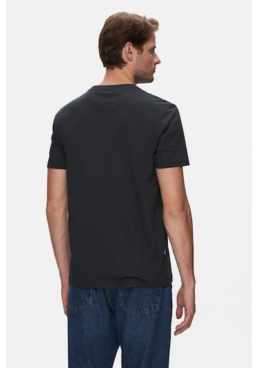 Ucla Bass Siyah Bisiklet Yaka Baskılı Standard Fit Erkek Tshirt Siyah