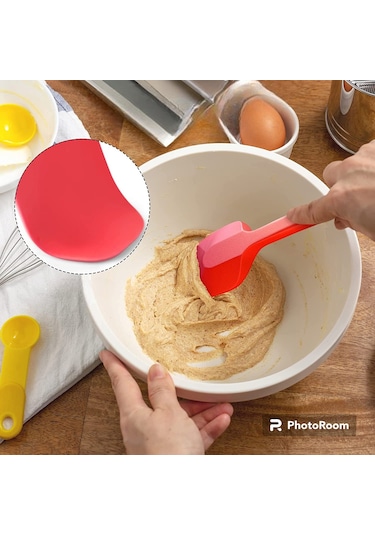 3lü Kırmızı Silikon Kaşık Seti Isıya Dayanıklı Yanmaz Yapışmaz