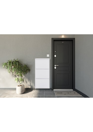 Arpelia Metal Ayakkabılık 3 Lü Beyaz