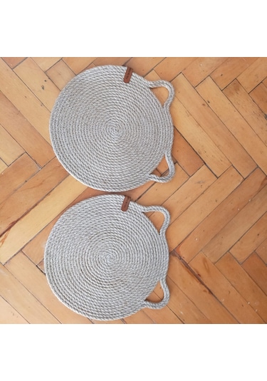 2'li Hasır Kedi Mama Su Paspası- Mama Servis Altlığı