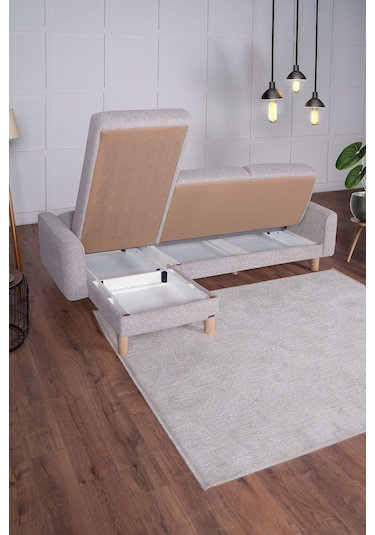 Bohem's Köşe Açık Gri Çift Taraflı Kullanılabilir Köşe Takımı Berjer Dahildir Açık Gri