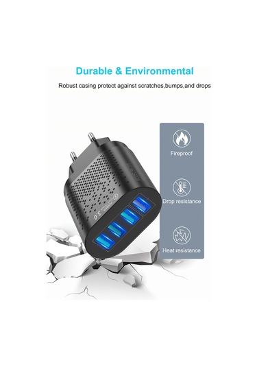 Zuidid 48 W 3 Amper 4 Usb Portlu Hızlı Şarj Cihaz - Çoklu Şarj