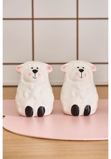 Karaca Sheepy Tuzluk Ve Biberlik Beyaz 8x4,4 Cm Beyaz