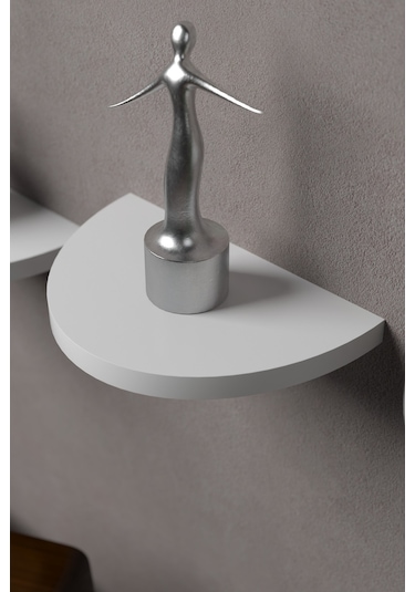 Duvar Rafı Dekoratif 3 Adet Çiçeklik Oval Beyaz