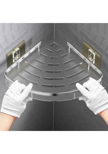 1 Adet Duş Rafı Köşe Yapışkanlı Küvet Rafı Duvar, Asılı Banyo Tuvalet Malzemeleri İçin Matkapsız Depolama Diğer