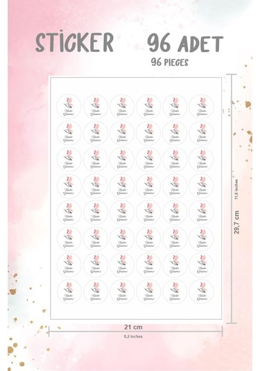 Girişimci Kadın Sticker Paketleme Etiketi 3x3 Cm 96 Adet