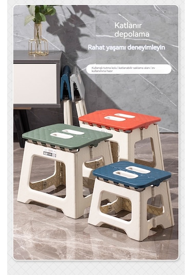 Mini Portatif Kalınlaştırılmış Katlanır Tabure-kırmızı 05