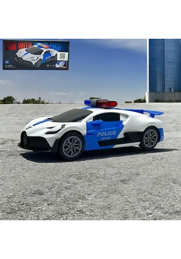24 Cm Bugatti Polis Arabası - Otomatik Kapı Açılan Işıklı Müzikli Oyuncak Çok Renkli