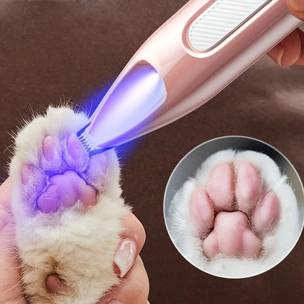 Gateesat Pembe Usb Şarjlı Led Işıklı Kedi Köpek Tırnak Makinesi Kablosuz Hassas Tımar Aleti