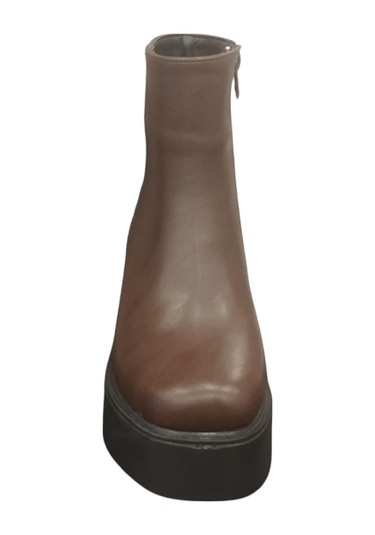 Ventes 914301z 8 Cm Platform Topuk Yandan Fermuarlı İçi Polarlı Günlük Kadın Bot Kahve