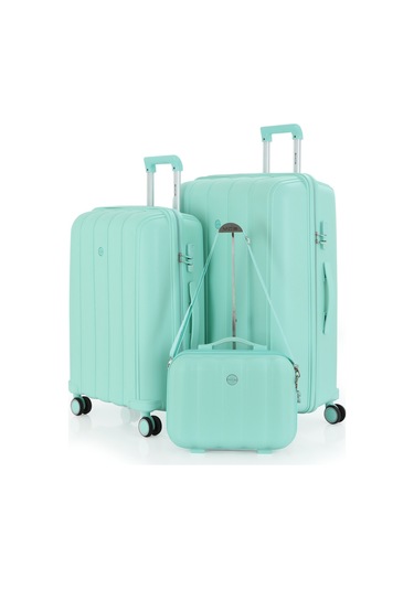 Mçs Polipropilen 3lü Valiz Seti Büyük & Orta & Makyaj V305 S21yy1000078-set 00190 Mint Yeşili