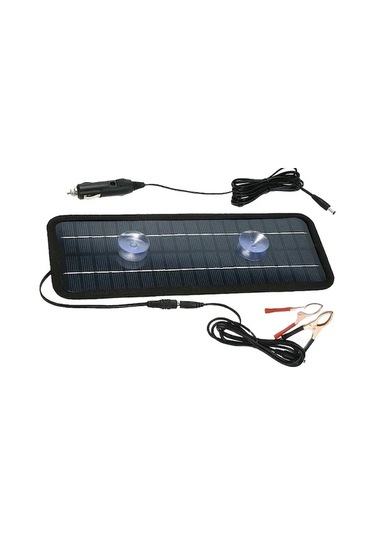 Pazly Monokristal Güneş Paneli Şarj Cihazı 18v 12v Dc Siyah Araç Fişi Timsah Klipsli Kablo Karavan Ve Araçlar İçin