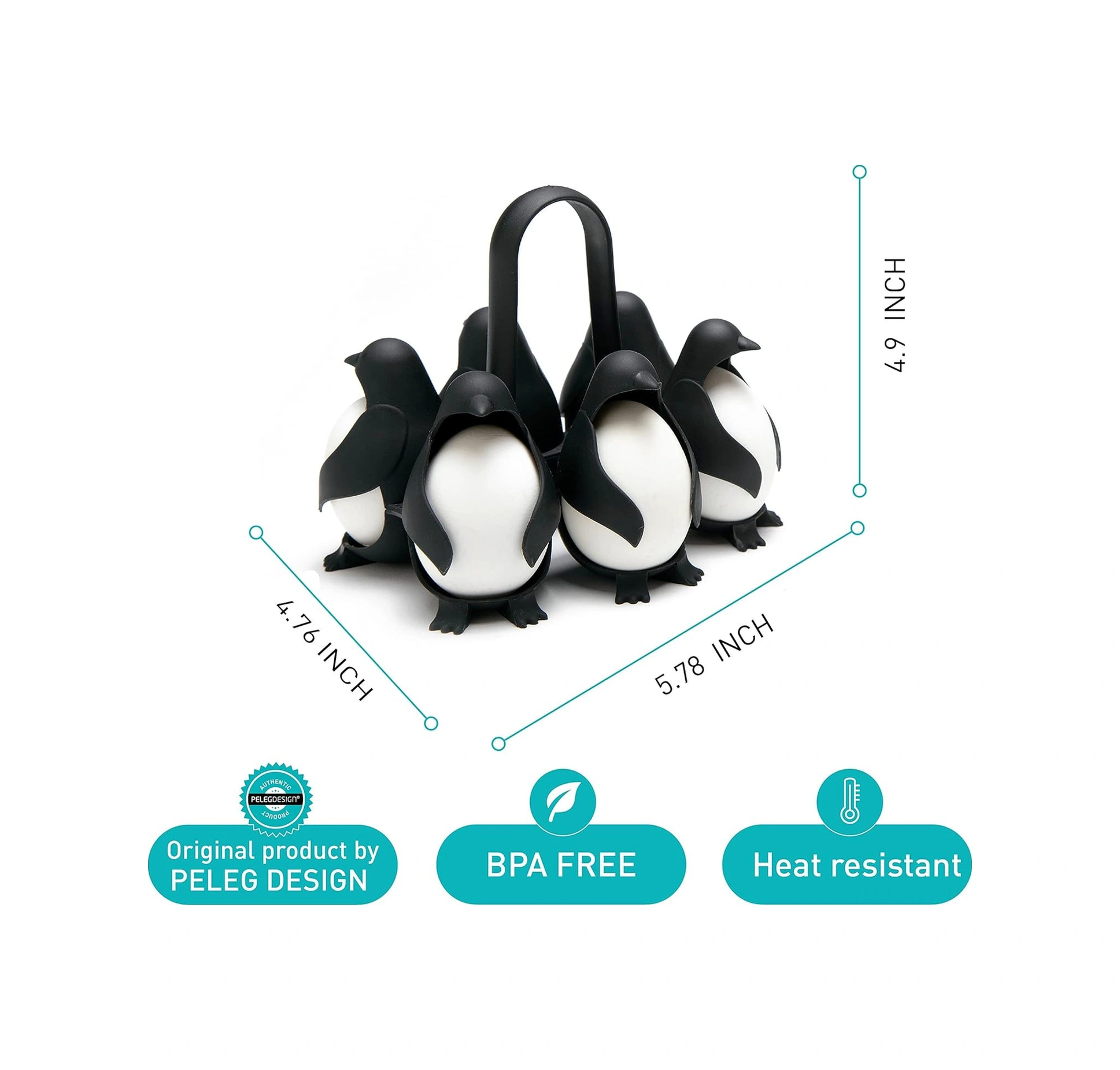 Yaleker Penguen Şekilli Yumurta Pişirici, Yumuşak Ve Sert Yumurta Pişirme, 1 Adet Siyah