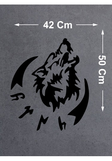 Kurt Ve Göktürkçe Türk Yazısı Gökbörü Sticker - Araba Oto Motosiklet Karavan Pickup Sticker 00758 50x42 Cm