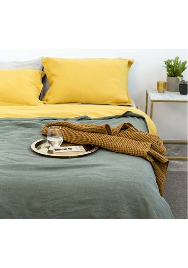 Oksit Sarı-yeşil % 100%100 Pamuklu Yıkamalı Vintage Çift Kişilik Nevresim Takımı, 200 X 220 Çok Renkli