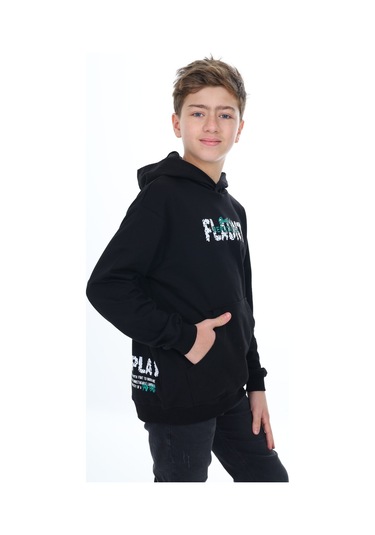 Toontoy Erkek Çocuk Flaunt Baskılı Sweatshirt Siyah