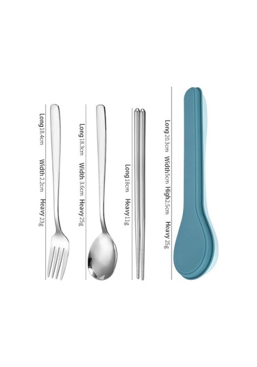 Novahub Koyu Mavi Paslanmaz Çelik Taşınabilir Çatal Bıçak Takımı 4 Parça Açık Seyahat Çatal Bıçak Takımı Koyu Mavi Koyu Mavi