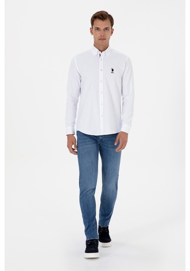 U.s. Polo Assn. Erkek Beyaz Gömlek Desenli 50317249-vr013 Beyaz