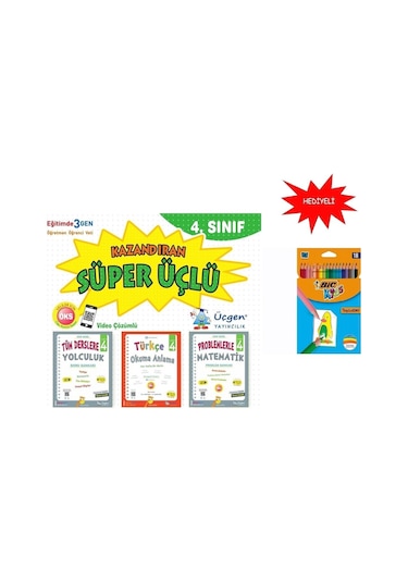 4. Sınıf Kazandıran Süper Üçlü Set + Bic 18 Li Kuru Boya Hediyeli