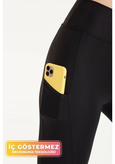 Enenstyle Fashıon Boutıque Yeni Sezon Iç Göstermez Cepli Yoga Taytı Sıkı Dokuma Teknolojisi Siyah Seamless Kadın Tayt SiYAH