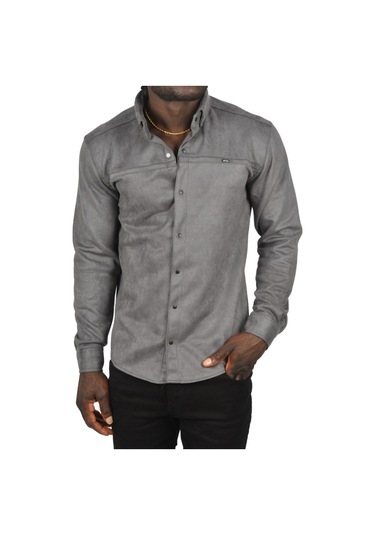 Deepsea Erkek Füme Çıtçıtlı Süet Gömlek 2500556 Füme