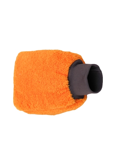 Welsoft Oto Yıkama Eldiveni Astarlı Araç Temizleme Mikrofiber Araba Cila Eldiveni Turuncu