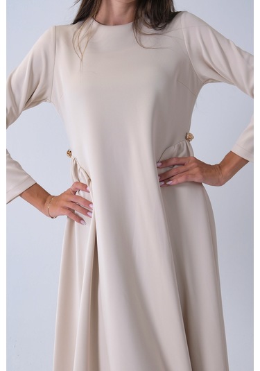 Feminist Taş Bisiklet Yaka Scuba Tesettür Elbise 4593445.50 Taş